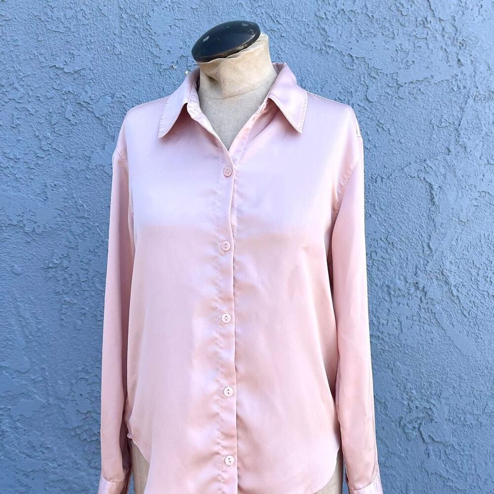 Abercrombie and Fitch Satin Blouse Baby Pink Size small